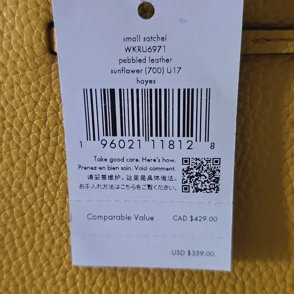 NWT Kate Spade Sunflower yellow satchel crossbody - Picture 8 of 8